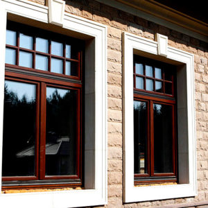 Двухстворчатое противопожарное алюминиевое окно с фрамугой / серия FRM1065